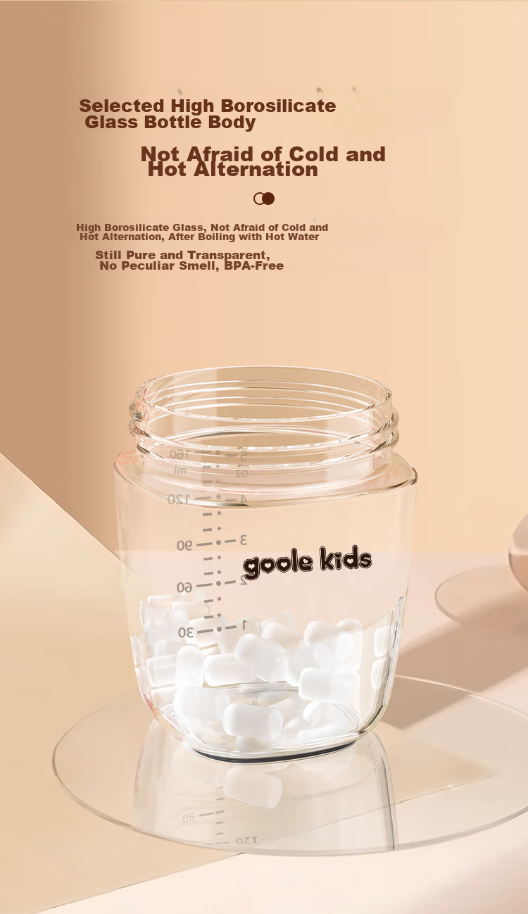 Goole Kids Wide-Mouth Anti-Colic Glass Baby Bottle for 0-3 Months, Weaning Nipple, 240ml 11