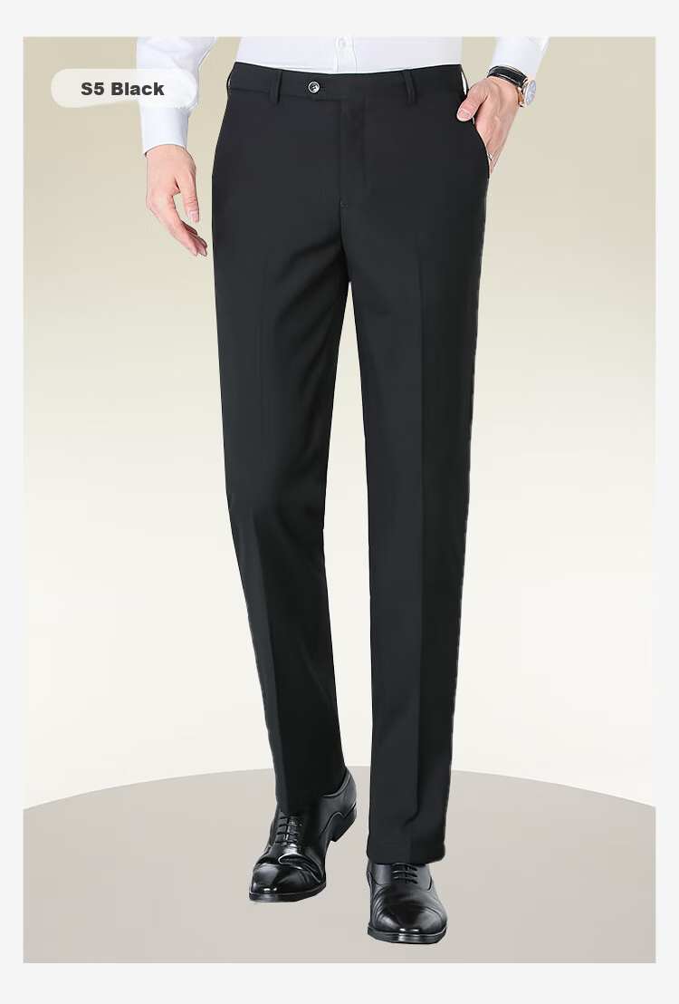Hodo [No-Cut No-Iron] Men's Business Straight-Leg Trousers, Black, All Seasons, Size 38 13