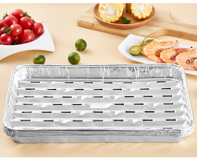 Suncojia Barbecue Griddle, Deep Stainless Steel Tray, Rectangular Plate for Home Use, Fish Grilling Pan, Dinner Plate, Steaming Tray, Two Pieces 7