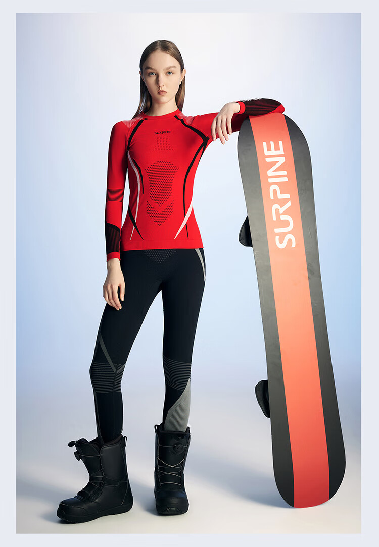 SURPINE Extreme Wind Series Women's Quick-Dry Ski Base Layer, Moisture-Wicking, Warm Functional Underwear, Form-Fitting Compression Shirt 22