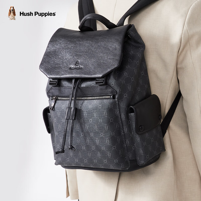 Hush Puppies Large Capacity Backpack, Casual Versatile Backpack for Men, Cowhide Business Backpack, 14-Inch Birthday Gift