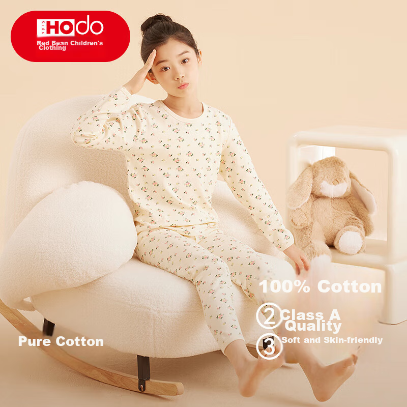 Комплект детской одежды Hodo, пижама из 100% хлопка, для мальчиков и девочек, осенняя одежда и брюки, размер 140, белый