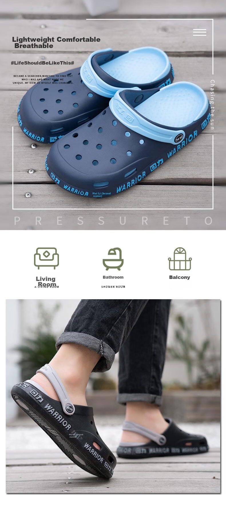 Huili Perforated Shoes, Couple Style, Closed-Toe, All-Season, Indoor And Outdoor Casual Travel, Two-Way Wear, Beach Shoes, Lightweight, Breathable, Comfortable, Durable Sandals, Women's Style HL0119, Pearl White, Size 39 3