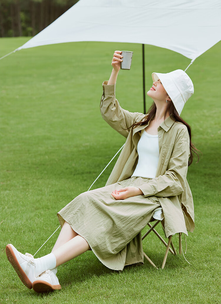 INMAN UPF100+ Sun Protection Shirt for Women, Summer Fashion Blouse Jacket, Bean Green Color, Size L 22