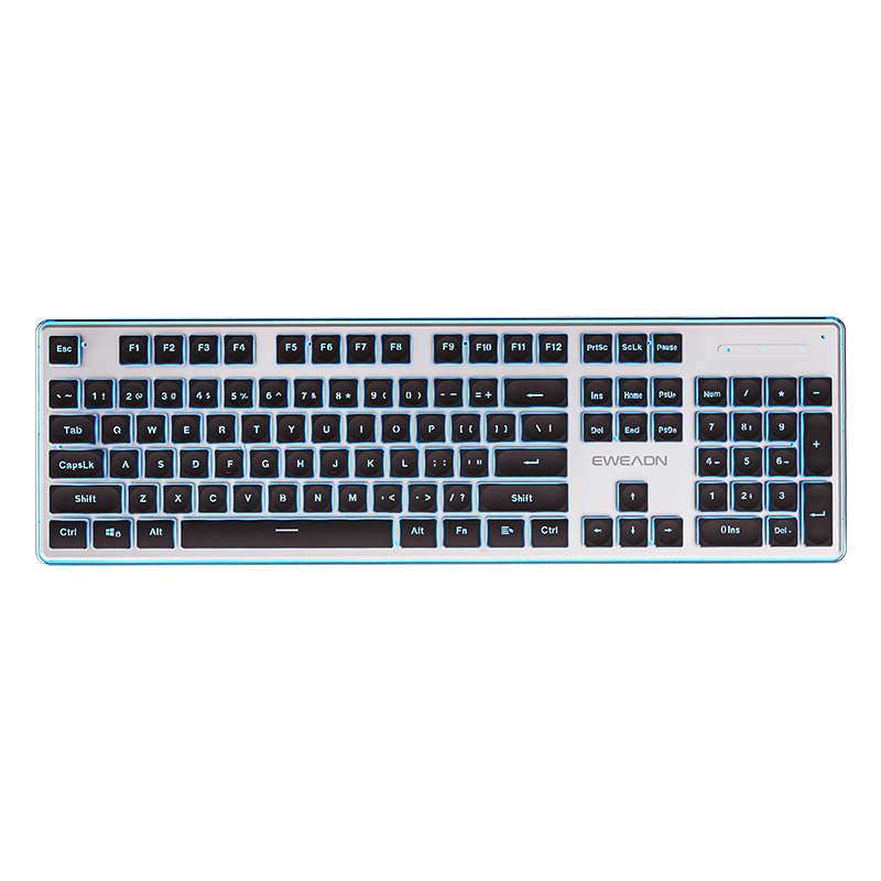 EWEADN X7S Wireless Keyboard And Mouse Combo, Single-Mode 2.4G True Mechanical Feel, Low Noise, Office 104-Key Gaming Keyboard, Computer Laptop Peripheral, Rechargeable, Black with Blue Light