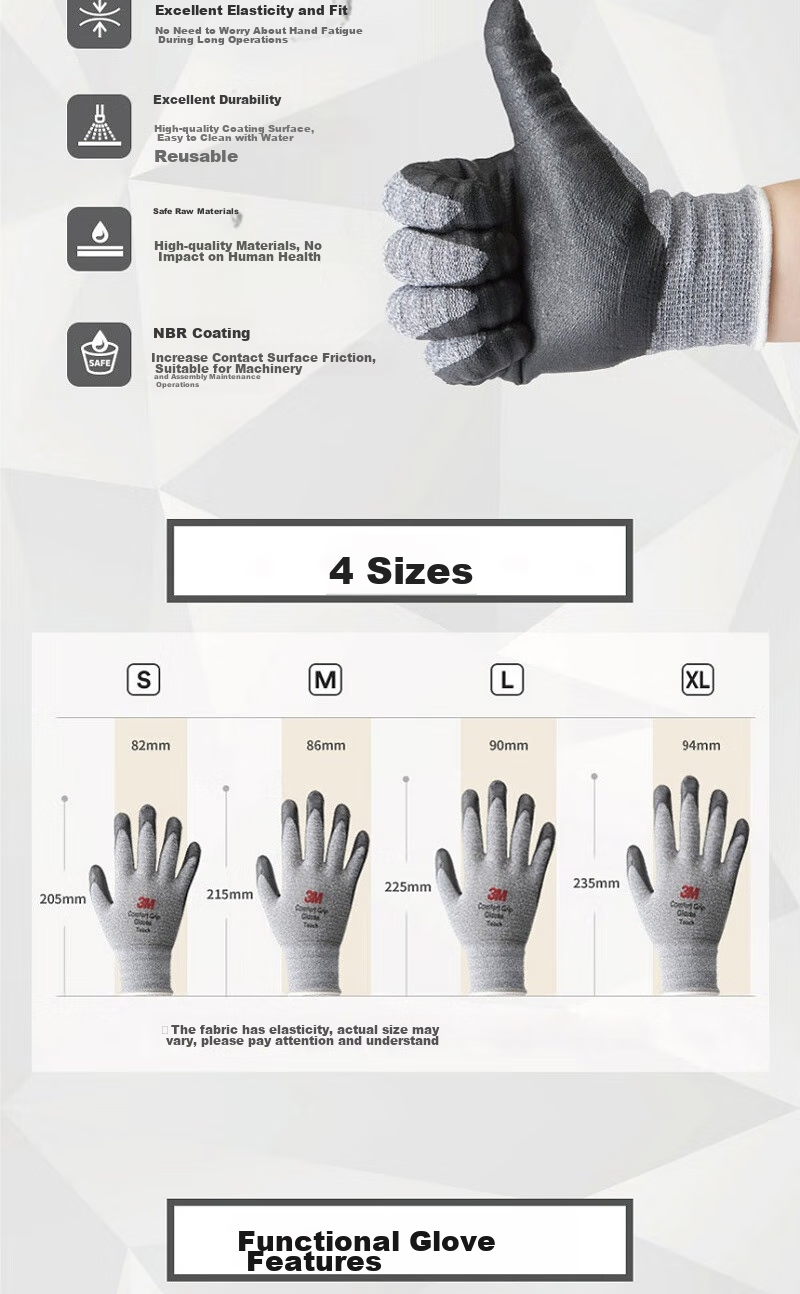 3M Touchscreen Gloves, Compatible with Touchscreen Phones, Industrial Labor Maintenance Non-Slip Adhesive Nitrile Coated Wear-Resistant, Universal Breathable [Touchscreen Type L Size] 4