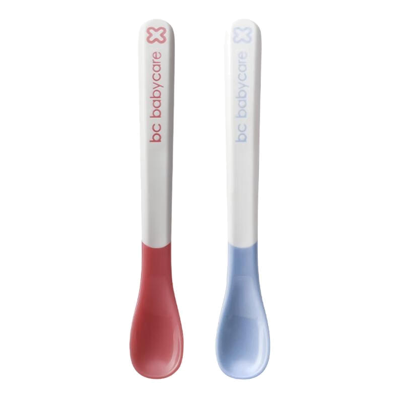 Babycare Baby Temperature-Sensitive Anti-Scalding Soft Spoon, Newborn Infant Feeding Spoon, Tableware, Children's Complementary Food Spoon, Set of 2 - Sea Mist Blue