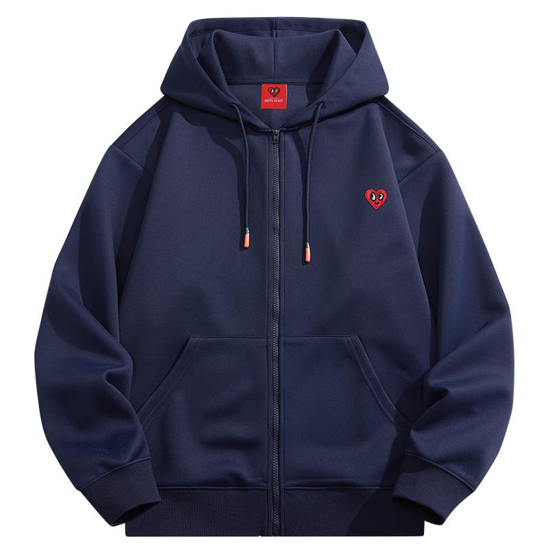 Chaersitaoxin [Wang Churan's Choice], Hooded Cardigan Sweatshirt for Men And Women, Solid Color Simple Top Casual Jacket, Navy Blue, Size L