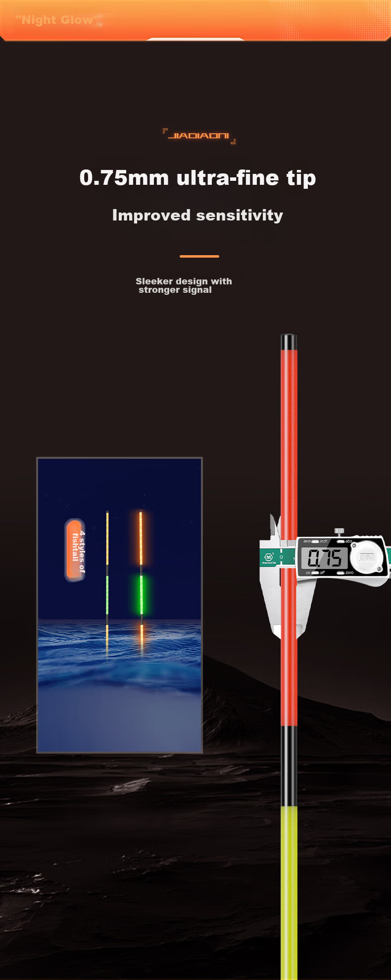 JIADIAONI Crucian Carp Float, Ultra-Thin Tail, Luminous at Night, Color-Changing, Eye-Catching, Highly Sensitive Electronic Float, Day And Night Dual-Use Buoy 5