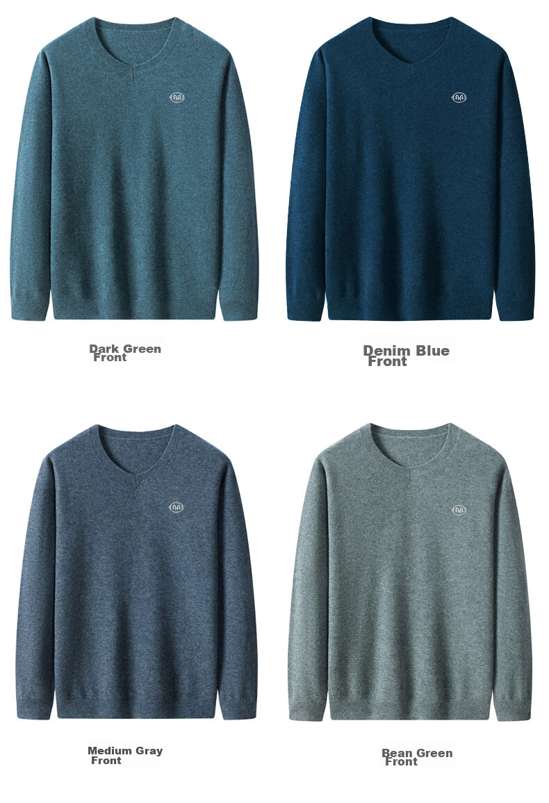 Hengyuanxiang Men's Thick 100% Pure Wool Sweater, Autumn And Winter Solid Color Casual Base Layer Knit Pullover for Young And Middle-Aged Me 26