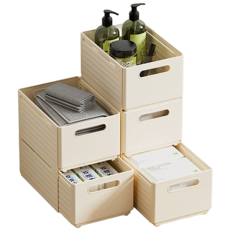 Weijian Expandable Storage Box, Drawer Organizer for Desktop, Kitchen Cabinet Organizer, Deep Cabinet Storage Container, Medium Size