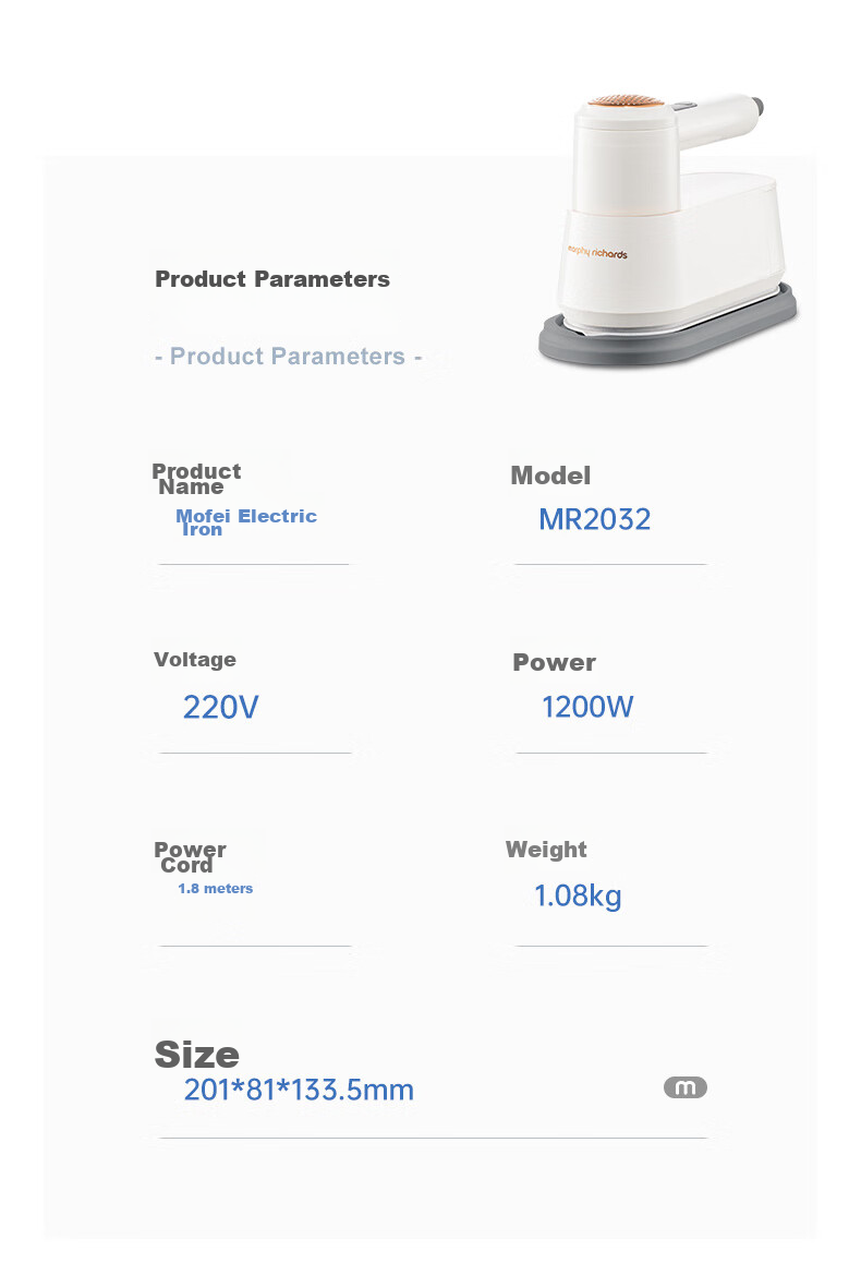 Morphyrichards Handheld Garment Steamer, 20g/min Water Tank Capacity 100ml, Steam Iron for Home Use, Clothing Care Machine, Portable Travel Garment Steamer MR2033 28