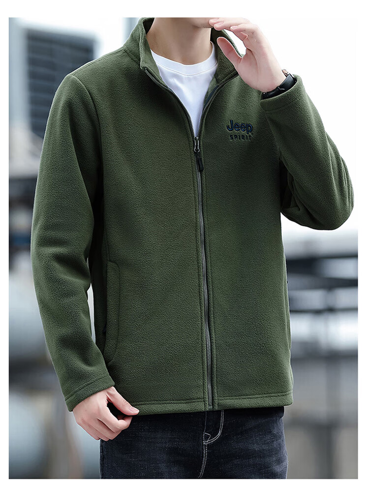 JEEP SPIRIT Men's Jacket, Zip-Up Sweatshirt, Autumn Menswear, Long-Sleeved Loose Casual Trendy Fleece Clothing 10
