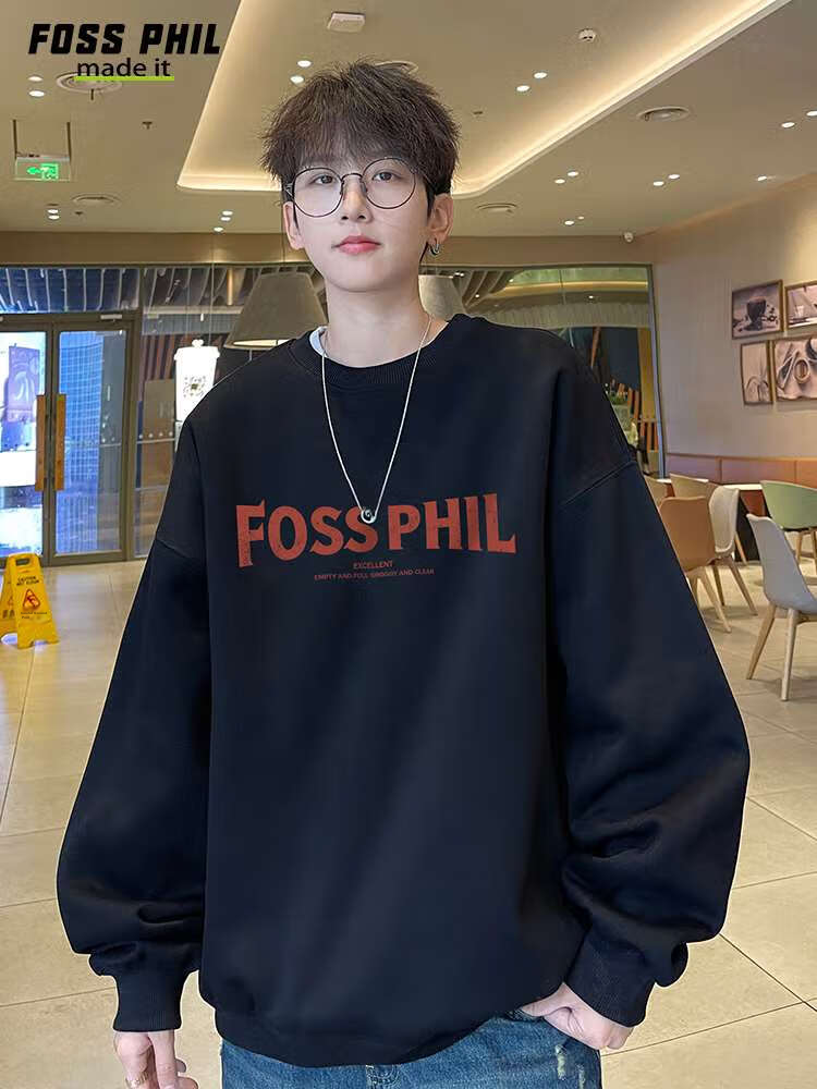 Foss Phil Casual Sweatshirt for Men, Spring And Autumn New Year Long-Sleeve T-Shirt, Base Layer for Year of The Horse Zodiac, Red Top FPW3 Size L 15