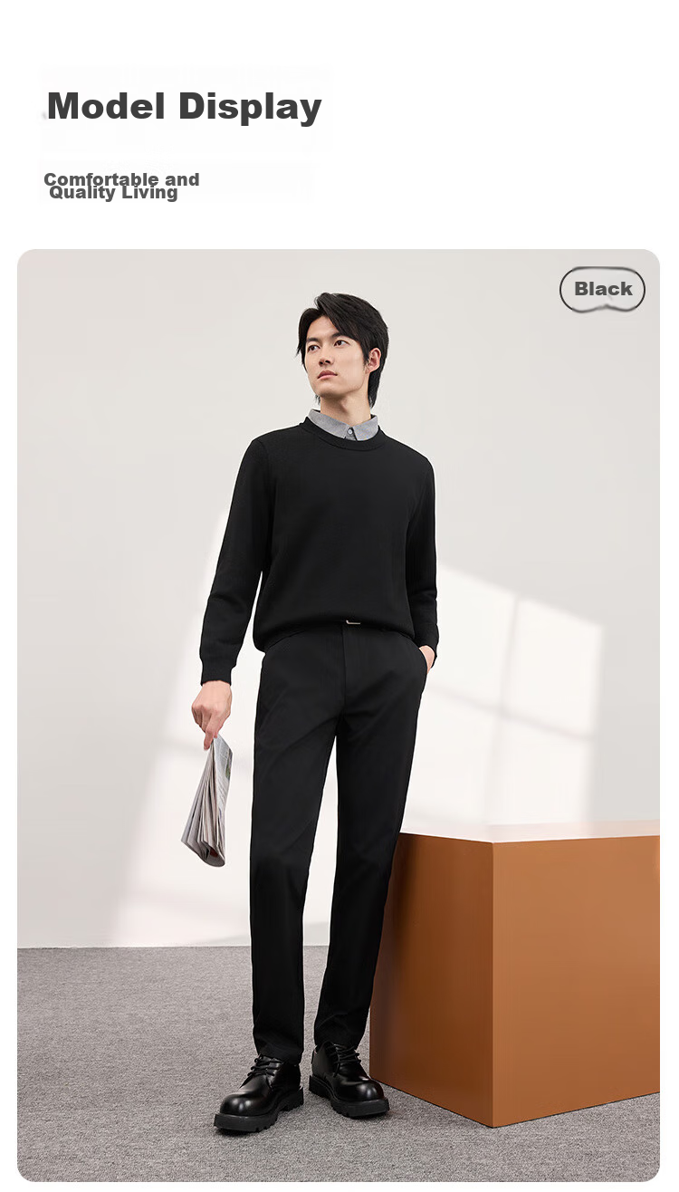 JD Original [Fake Two-Piece] Sweater Knit Pullover for Men, Winter Men's Wool Blend Base Layer, Blue, Size M 17