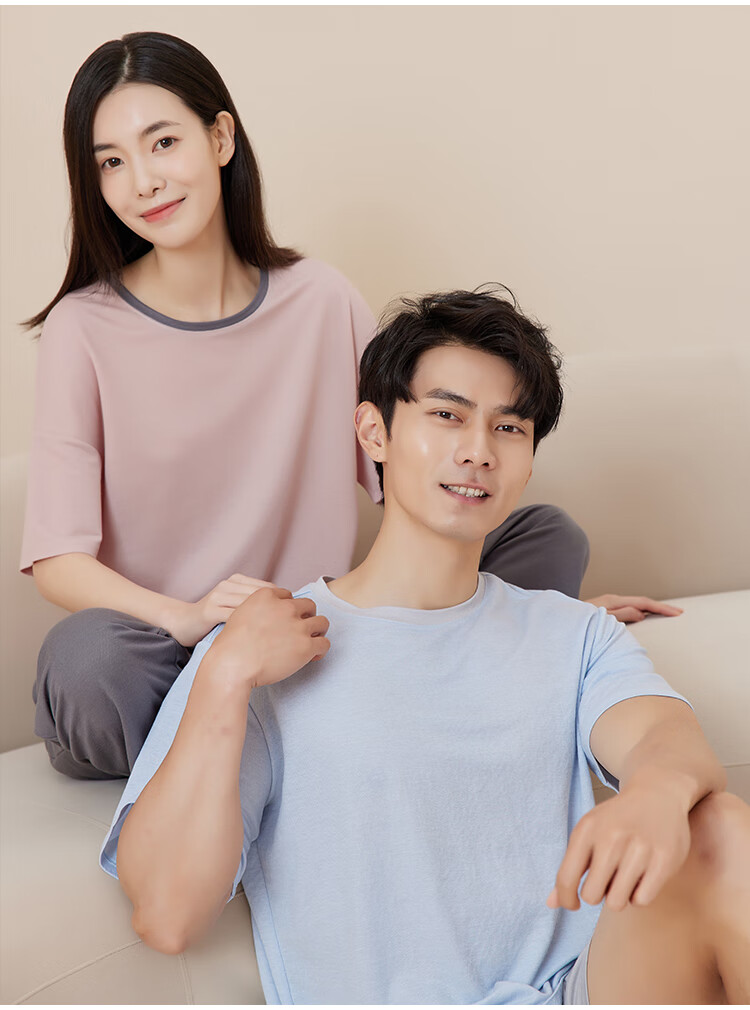 Yiershuang [Cooling] Women's Loungewear Set, Short-Sleeve Top And Long Pants, Comfortable Loose Pajamas for Wome 30