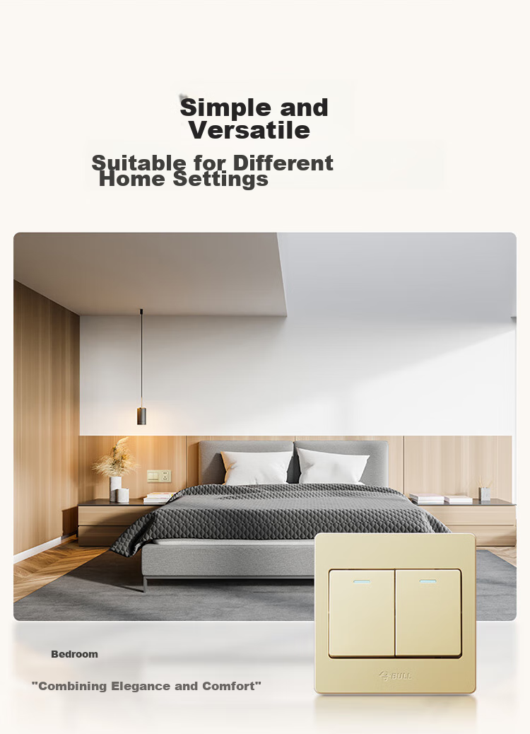 BULL Wall Switch G07 Series, Two-Gang Single-Control Switch, 86-Type Panel G07K211C(U6), Champagne Gold 9