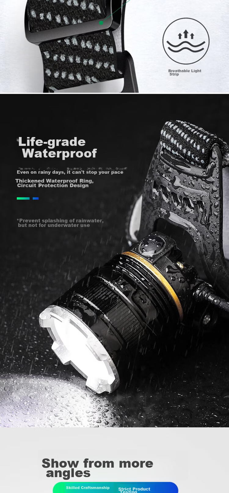 Dipuer Strong Waterproof Headlamp, Ultra-Bright Light Sensor, Head-Mounted Illumination Lamp, Outdoor Night Fishing, Mountain Climbing, Beach Combing, Construction Site, Small Mining Lamp 11