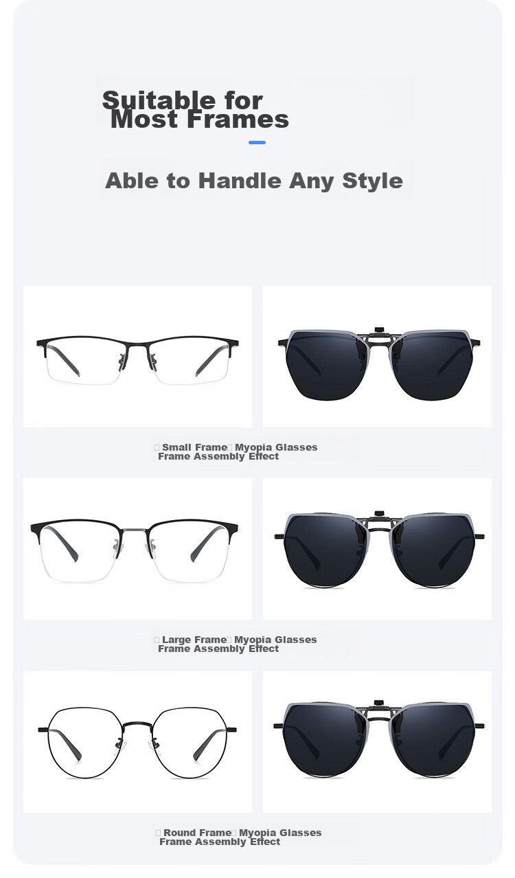 HLA Sunglasses Clip, Flip-Style Unisex, Myopia Polarized Sunglasses Clip, Black 086 13