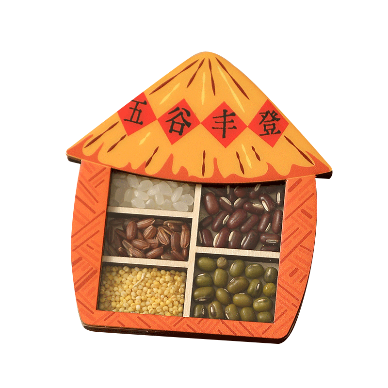 Jiamo Five Grains Abundance Refrigerator Magnet Creative Housewarming New Home Decoration Chinese Style Cultural Wooden Premium New Year Gift Single Pack