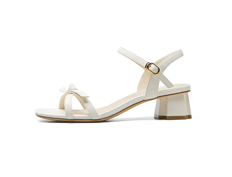 Eierkang Women's Sandals Open Toe Woven Strap Block Heel Roman Sandals 49765W Off-White Size 35 10
