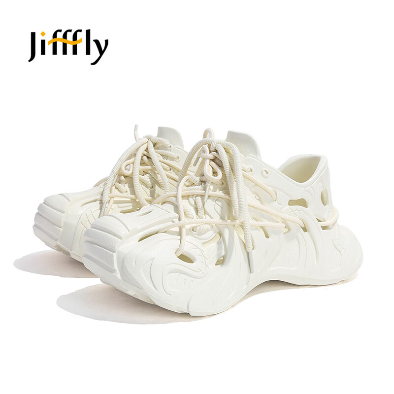 Jifffly Wide Men's Perforated Sandals, Couple's Sandals, Comfortable Slippers for Men, Dad Shoes, Beige, Size 35-36