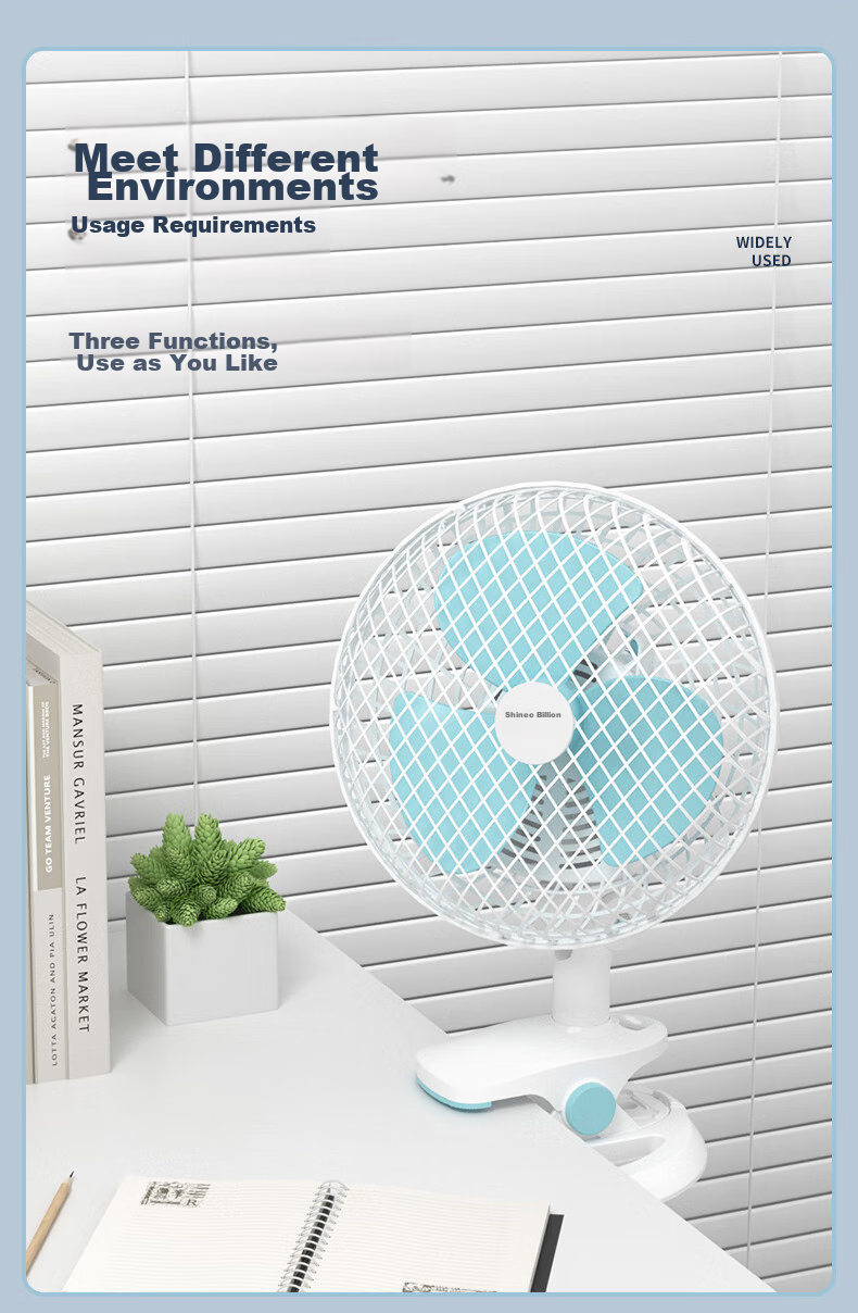 SHINEE Mini Desk Fan, Table Fan, Clip-On Fan, Wall-Mounted Fan, Quiet Electric Fan for Student Dormitory Bedside And Office Use, FJ7-01 2
