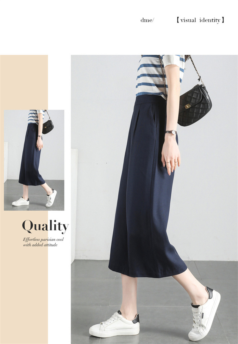 Dme [Sea Salt Mint] Summer Loose-Fitting Commuter Slimming Wide-Leg Cropped Casual Pants 12