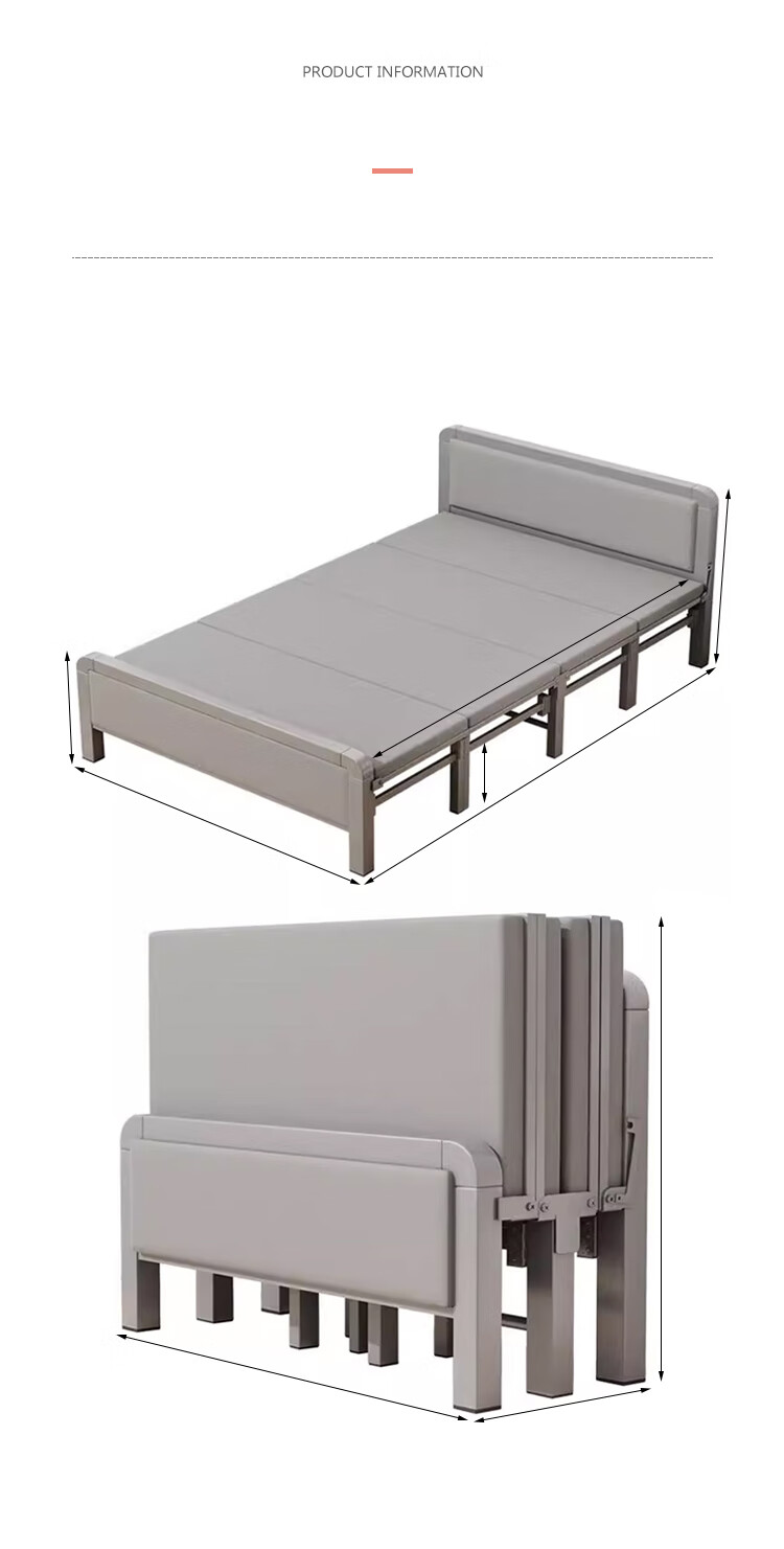 L&S Folding Bed Single Bed Office Nap Bed Home Care Bed Hard Board Bed BGC856 All Gray 120cm 16