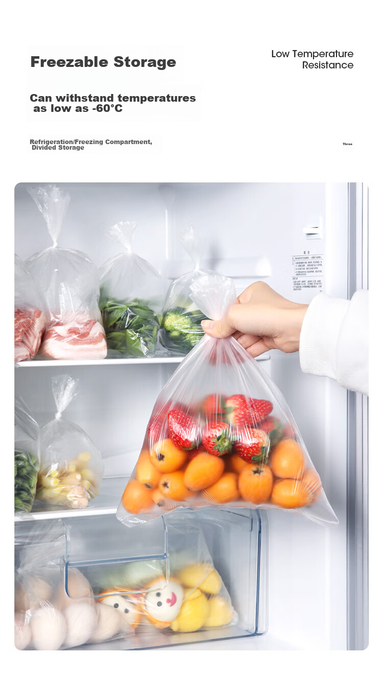 MARYYA Disposable Food Storage Bags with Perforations, Food-Grade Large Size, 25*35 Cm, 210 Pieces 10