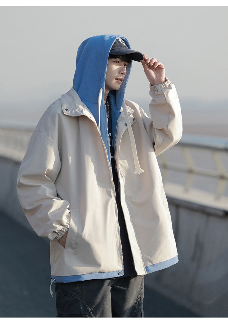 Foss Phil Men's Two-Piece Jacket, Spring And Autumn Trendy Casual Loose Baseball Clothing, Style 2362, Khaki, Size M 9