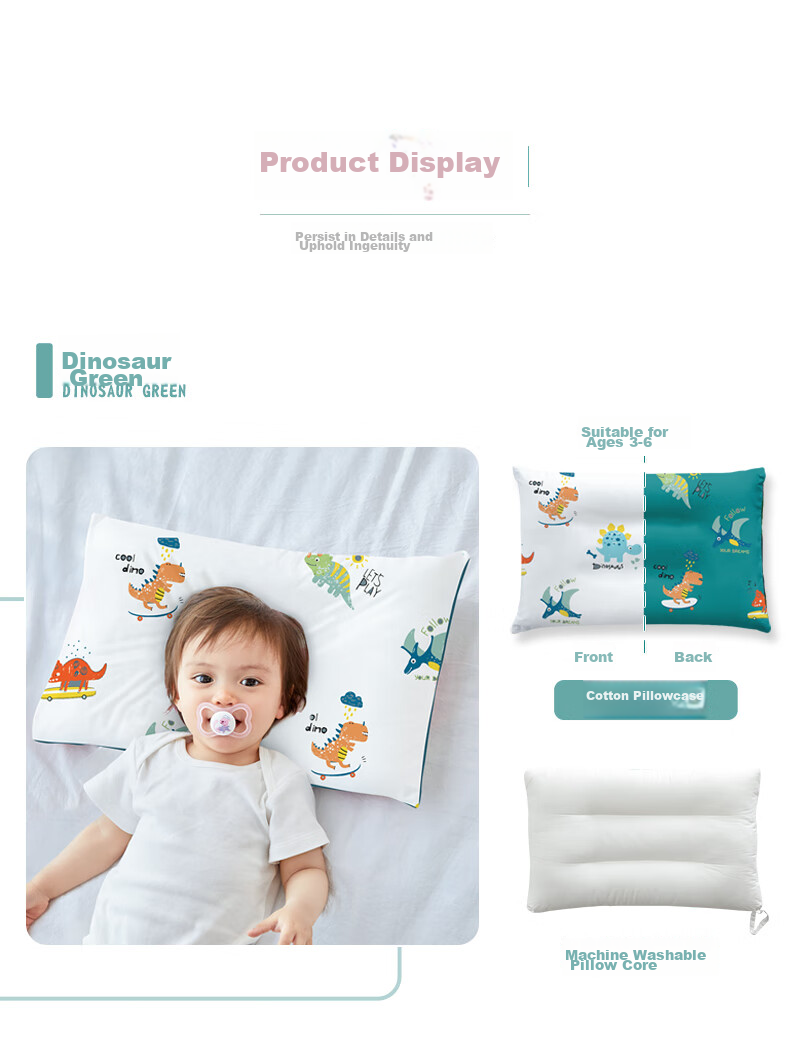 Pilu Children's Pillow, Cotton Filling, Machine Washable, for Students Aged 6-12, Breathable Pillow for Dormitory, Alice Pink, 40*60cm 12