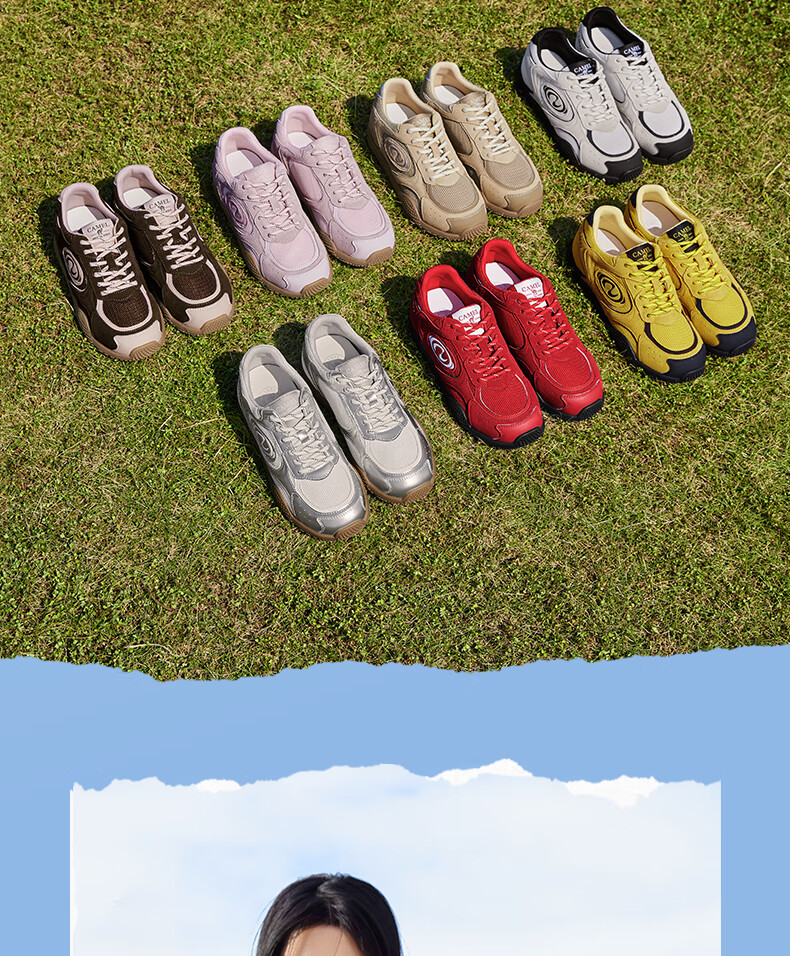 CAMEL Crescent Training Shoes for Women, Versatile Sports Sneakers, Mesh Upper, Retro Casual Shoes, L25S577059, Coffee/pink, Size 35 35