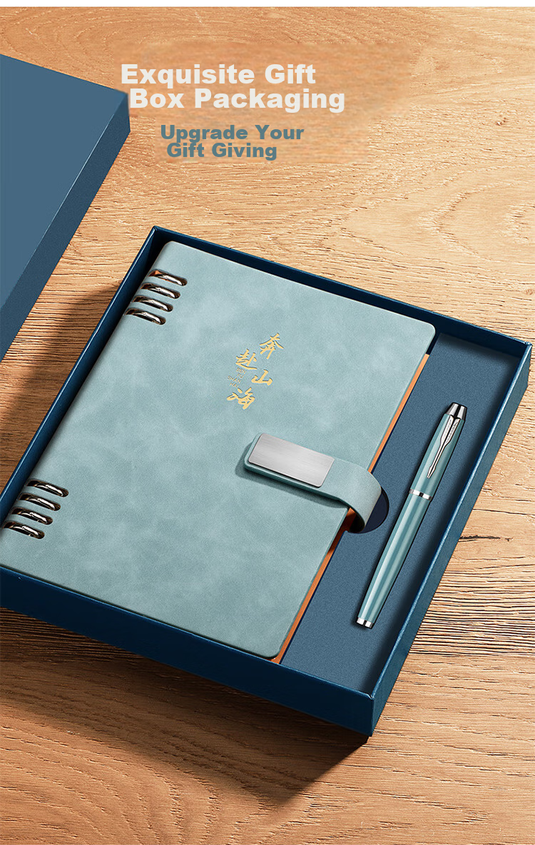 Ujia Notebook Gift Box Set, Customizable Business Office Stationery, Meeting Notepad, High-End Teacher's Day Gift, Corporate Customizable, Gift Box Set of Two Items 8