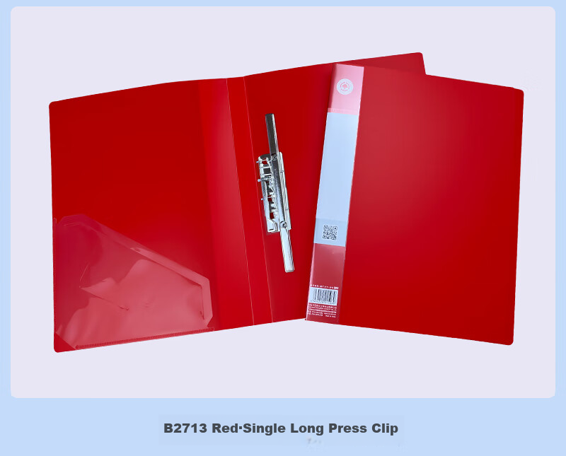 Bailiwen B2713 Red File Folder, Single Long Clamp, A4 Document Folder, File Organizer, Business Office Contract Folder, Paper Clip, Meeting Document Folder 13
