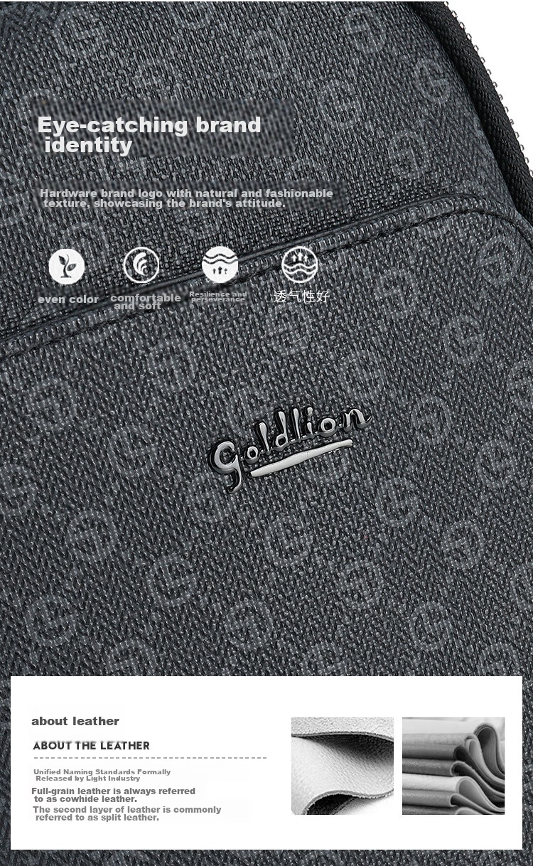 Goldlion Shoulder Crossbody Bag, Chest Pack, Casual Vertical Style, Large Capacity Men's Bag, Birthday Gift 7