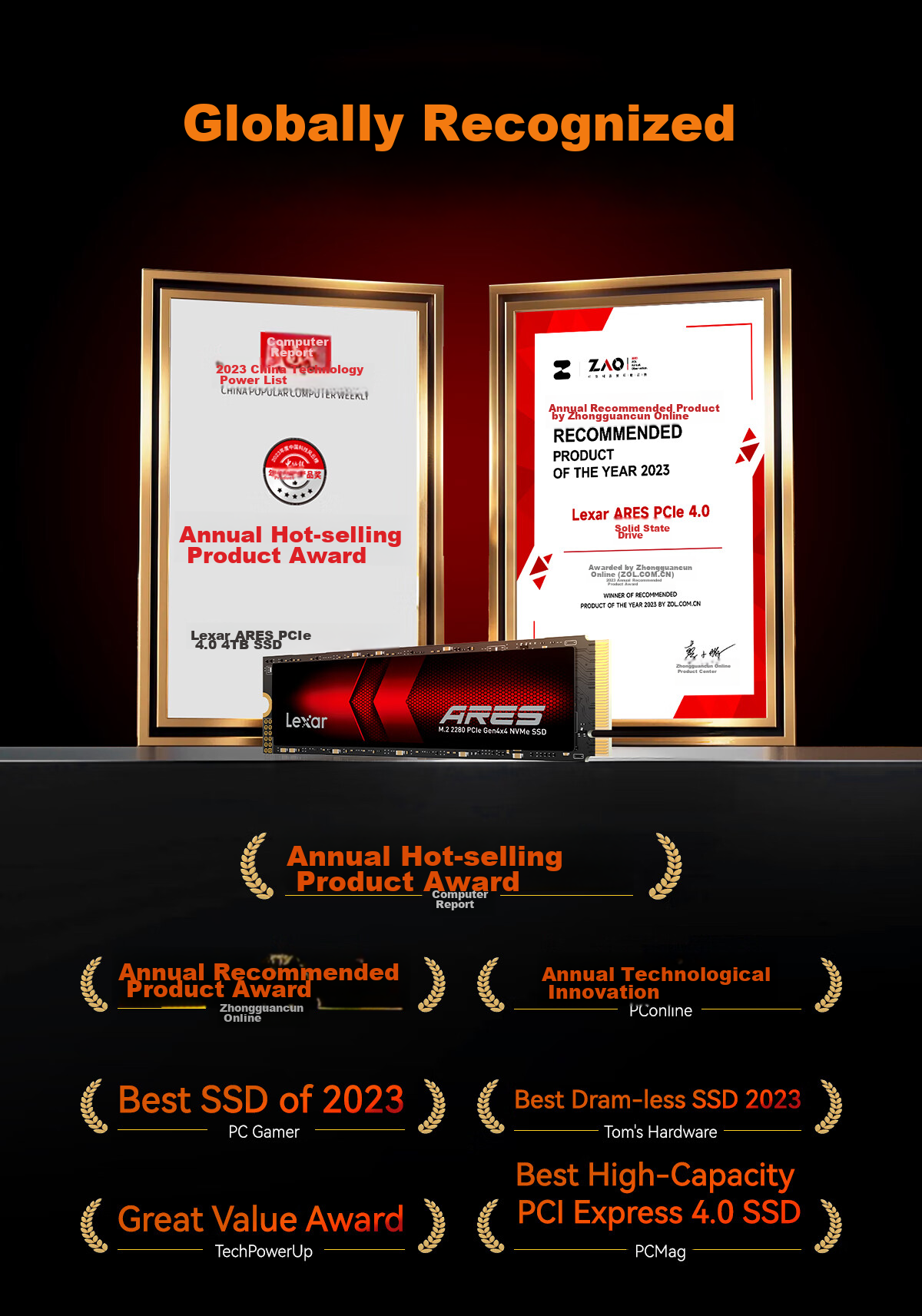 Lexar 4TB SSD ARES Series M.2 Interface (NVMe Protocol) PCIe 4.0x4 Read Speed 7400MB/s TLC NAND Gaming And PC Build 4