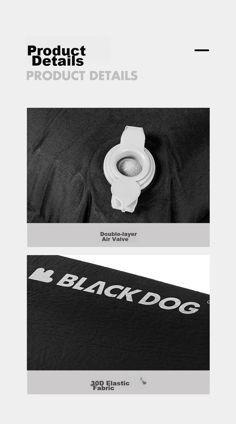 Black Dog 2-in-1 Inflatable Sponge Pillow Camping Air Cushion Lazy Travel Portable Pillow 8