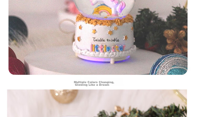 TaTanice Crystal Ball Music Box Desktop Ornament, Snow Globe Music Box, Children's Light-Up Toy, Birthday Gift for Boys And Girls 14