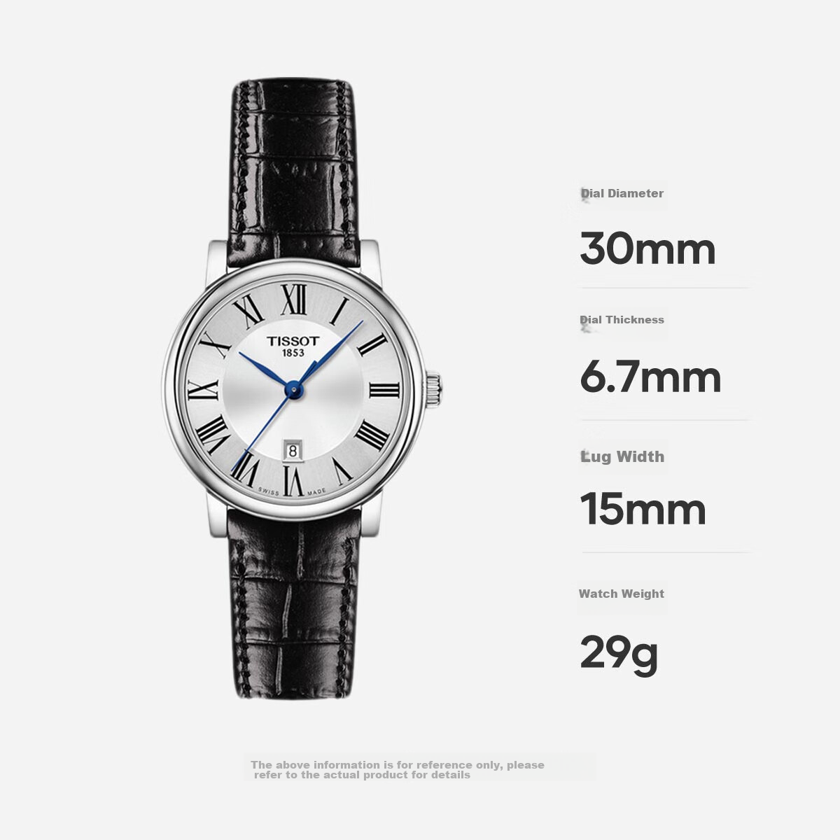 TISSOT Watch, Carson Zhenwo Series Women's Watch, Swiss Quartz Ladies Leather Strap Wristwatch, Business Watch, Birthday Gift
