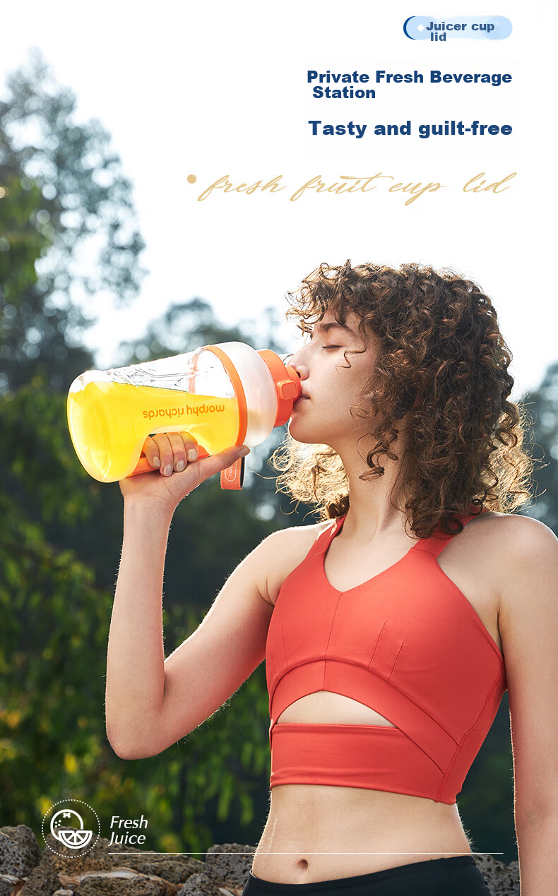 Morphyrichards Juicer, Popular Juicing Bucket, Portable Sports Juice Cup, Wireless Charging Fruit Cup, Travel Cup, 10 Cups, 40-Second Battery Life, Fresh Squeezed 1L Capacity, MR9802 Vibrant Orange 8