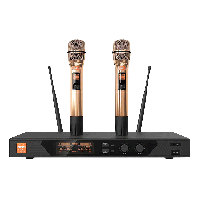 BBS Microphone Handheld Wireless One-To Professional U-Band UHF Battery Microphone Amplifier Receiver KTV Singing Karaoke Stage Performance Hotel Host Specialized TH-10 Zimai