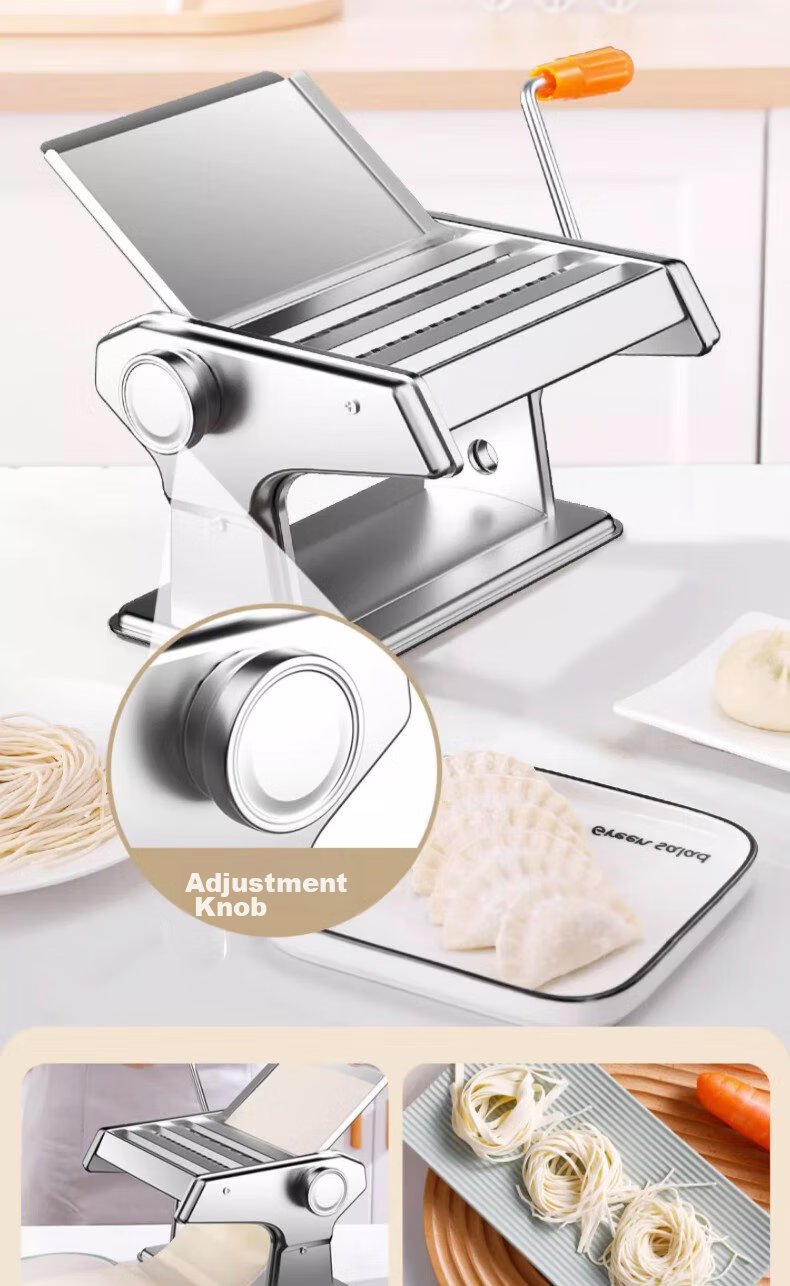Jingmao Noodle Maker for Home Use, Small Stainless Steel Noodle Press Machine, Hand-Cranked Multi-Functional Dough Roller And Pasta Maker 12