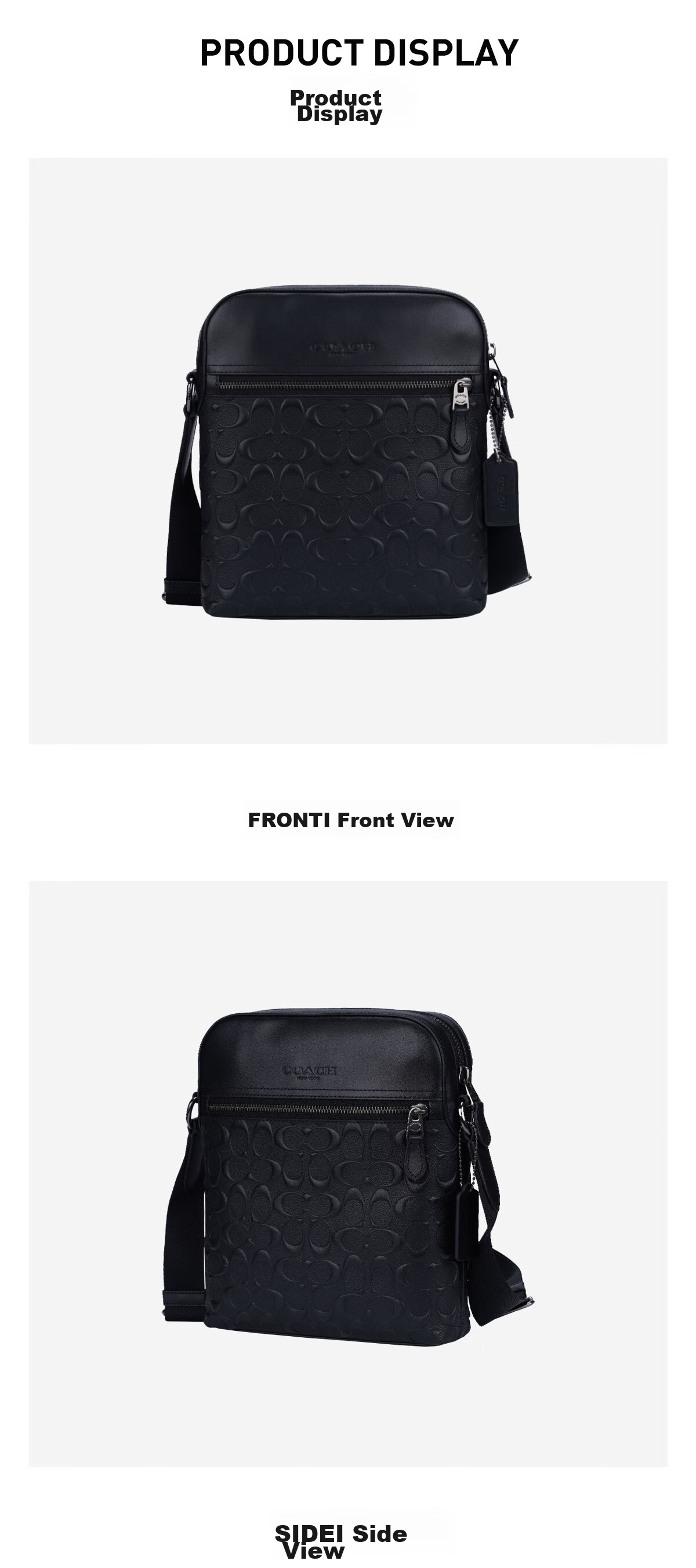COACH [Brand Direct Supply] Men's HOUSTON Small Handbag Shoulder Crossbody Bag, Black 4009 Gift 3