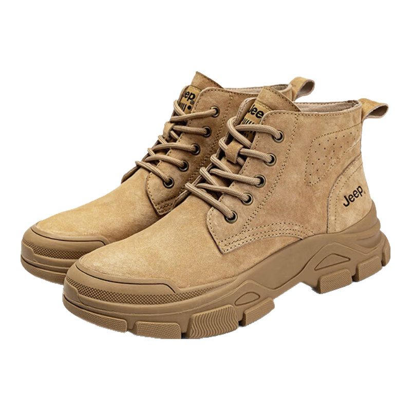 Jeep Martin Boots for Women, Autumn Style, Retro British Fashion, Outdoor Hiking Work Boots, Sand Color, Size 37