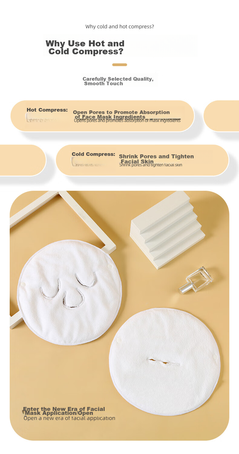 Grace Hot Compress Towel, Three-Hole Cold Compress Face Mask, Beauty Salon Coral Fleece Soft Hydrating [Three-Opening Style] 4
