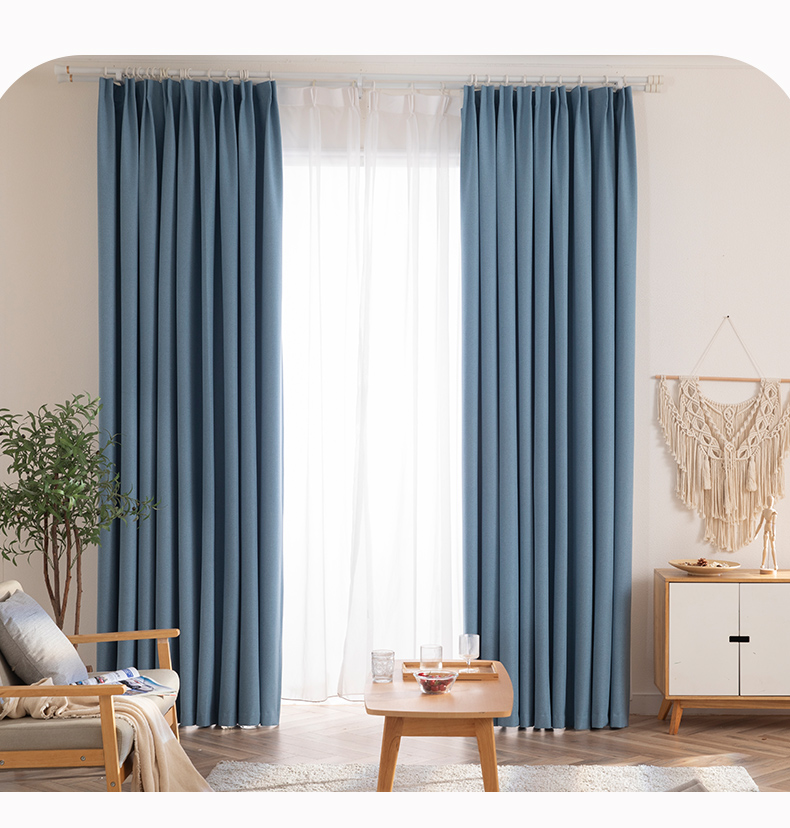Jinchan Modern Minimalist Japanese-Style Ready-Made Curtains, Living Room Bedroom Blackout Curtains with Holes, Star Blue Color, 130*180 13