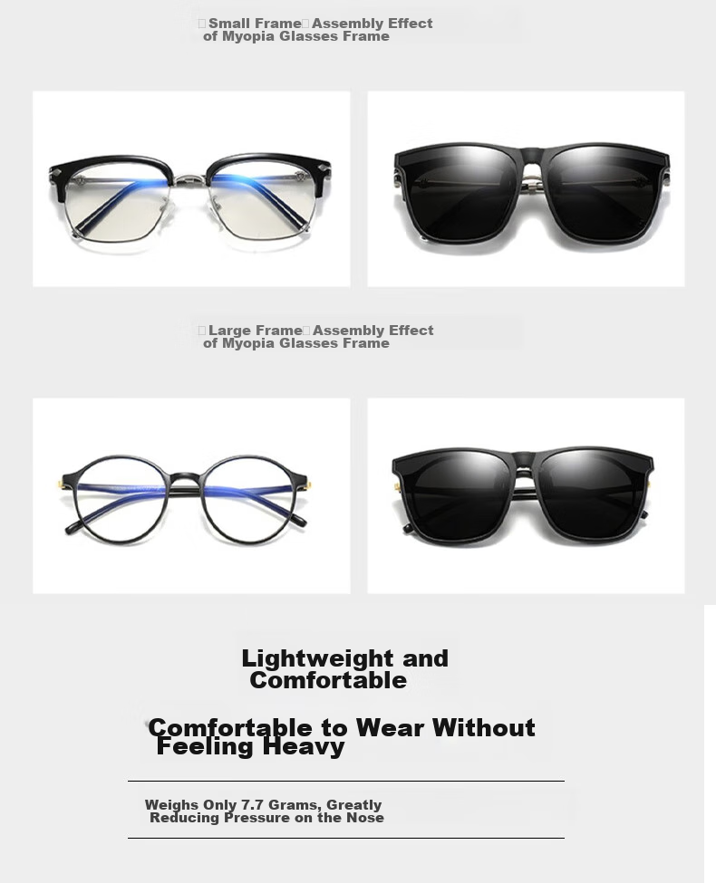 Baixiaoshe Myopia-Resistant GM Sunglasses Clip-Ons, 1 Pair [Sunglasses], Day And Night Use, Unisex for Driving 8