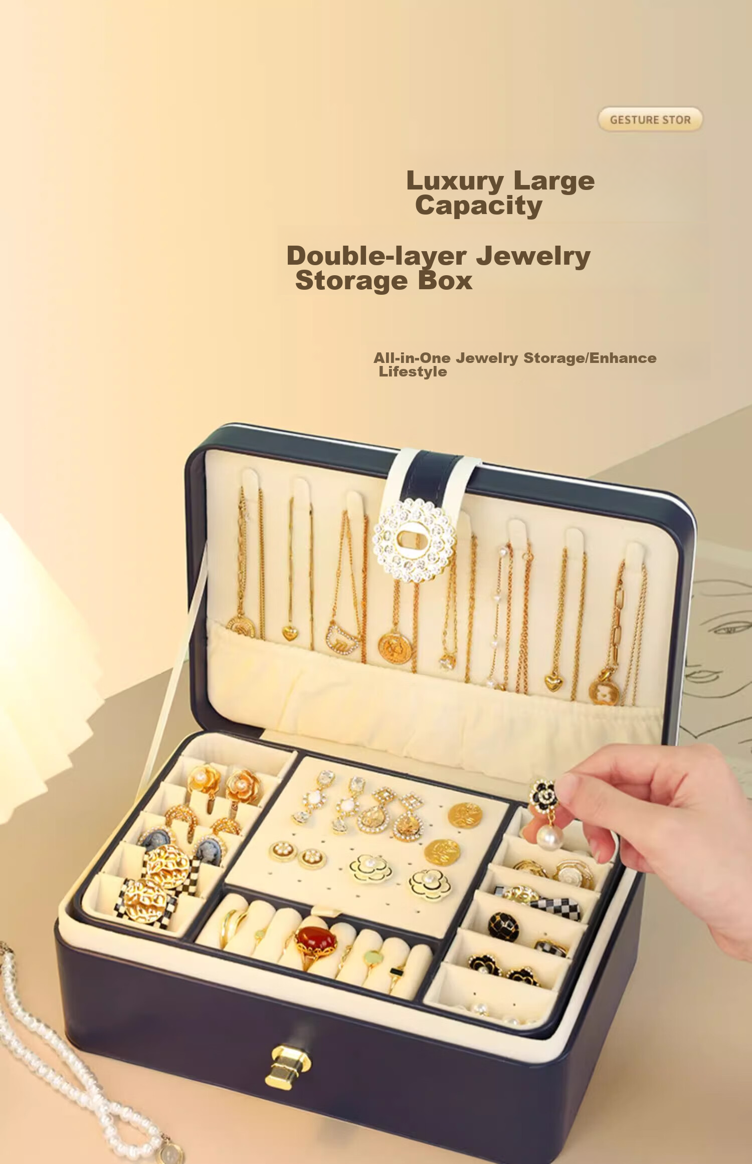 Jiadu Jewelry Storage Box for Necklaces, Earrings, Rings, Earrings, Luxury High-End Exquisite Watch Chain Organizer Jewelry And Gemstone Gift Box 1