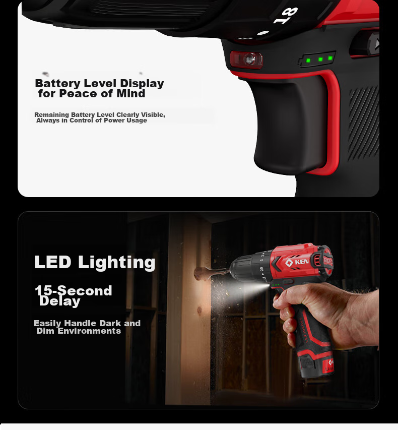 KEN 12V Impact Drill Q12XT-2 Brushless Lithium Drill, Multi-Functional Electric Drill, Household Screwdriver, Power Tool 14